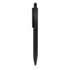 A black plastic pen with a clip and streamlined design. It features a branding logo on the barrel.