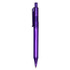 A purple plastic pen with a transparent body and a clip. It features a single refillable ink cartridge.