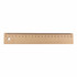 A wooden ruler measuring 20 cm, featuring a hole at one end and markings in centimetres.