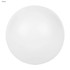 A white stress ball with a smooth surface and a rounded shape. It features a logo on its surface.