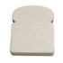 A squishy stress relief shape designed like a slice of bread, featuring a beige colour with a textured surface.