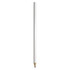 A white wood pencil with a sharpened grey lead tip, featuring a simple design.