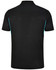 A black men's polo shirt featuring contrast turquoise detailing on the sides. Includes a logo on the chest.