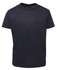 A navy blue t-shirt featuring a simple design and a logo on the label.