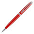 A ballpoint pen in comet red with chrome accents and a sleek design, featuring a brand logo.