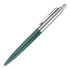 A metal ballpoint pen in matte green with a silver clip and detailing.