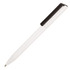 A ballpoint pen with a white body and a black cap, featuring a simple and minimalist design.