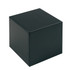 A black stress cube with a smooth surface, featuring no visible markings or logos.