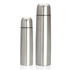 A drink bottle set featuring two stainless steel flasks in silver with a sleek, double wall design.