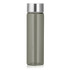 A drink bottle with a silver lid and a translucent green body, holding 800ml. It features a logo on the side.