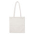 A plain white non-woven tote bag with long handles and no gusset. It features a logo on one side.