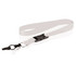 A 25mm wide lanyard in white with a black clip and retractable badge holder. It features a logo.