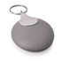 A grey keyring holder containing a microfibre optical cloth, featuring a keyring attachment.