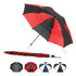 A 75cm umbrella in red and black with a matching closed design and various alternate designs in the background.