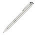 A silver ballpoint pen with a sleek design and a clip, featuring a simple yet elegant style.