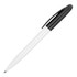 A ballpoint pen with a gloss white barrel and a black cap. The pen features a branding logo.