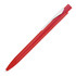 A red ballpoint pen with a white clip and a sleek design. It features a logo on the barrel.