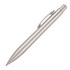 A metallic frost ballpoint pen in silver with a sleek design. It features a clip and a smooth writing tip.