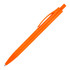 An orange ballpoint pen with a smooth finish and a clip for easy attachment. It features a simplistic design.