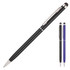 A metal ballpoint executive stylus pen in black, featuring silver accents. Includes a blue version shown in the corner.