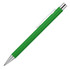 A green ballpoint pen with a matte finish and silver accents, featuring a clip and a branding logo.