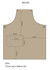 A sand-coloured Brunswick Bib Apron with dimensions and a pocket on the front. It features metal eyelets and branding.