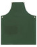A dark green canvas bib apron featuring a front pocket and buttons at the neck for fastening.