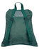 A green excursion bag with adjustable straps and a clear pocket on the back. It features a simple design and no visible logos.