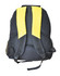A black and yellow Climber Backpack with padded straps and mesh sides, featuring a logo on the front.
