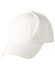 A white unstructured cap with a curved brim and a loop feature on top. It includes a logo.