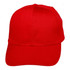 A red polycotton twill cap with a curved brim and ventilation holes, featuring a logo on the front.
