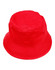 A red soft washed bucket hat with a contrasting brim and a logo on the side.