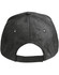 A black heather cap featuring a classic adjustable back and eyelets for ventilation. It has a branding logo.