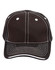 A blue cotton twill cap with contrast trim and a logo on the front. Features stitched detailing on the brim.