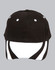 A black cap with a white peak and contrasting design, featuring ventilation holes and a logo.