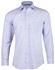 A light blue, long sleeve button-up shirt made from premium cotton with a single chest pocket.