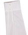 A white striped long-sleeve shirt featuring a button-up collar and two buttons on the cuff. It includes branding details.