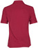 A red short sleeve overblouse with a collared neckline and a textured fabric. It features a logo on the back.