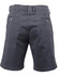 Men's stretch cotton chino shorts in dark grey, featuring a two-pocket design on the back and a logo.