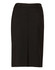 A black mid-length lined pencil skirt made from wool stretch fabric, featuring a zip closure and belt loops.