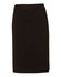A black mid-length lined pencil skirt made from poly/viscose stretch fabric, featuring a smooth silhouette and simple design.