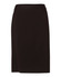 A black mid-length lined pencil skirt in poly/viscose stretch fabric, featuring a waistband and a zipper closure.