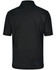 A black men's polo shirt featuring a collar and short sleeves, with a logo on the side.