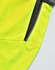 A close-up view of a bright yellow polo shirt featuring a grey accent and a zippered pocket.