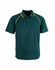 A green kid's polo shirt featuring yellow piping and a classic collar. The shirt includes a logo on the chest.