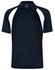 Men's tri sport polo featuring black, white, and red colour blocks with a collar and a logo on the chest.