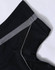 A black polo shirt with grey detailing on the collar and sleeves, featuring a logo.