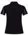 A short sleeve polo shirt in black with grey accents, featuring a collar and a logo on the front.