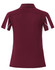 A maroon short sleeve polo shirt with white accents and a logo on the chest.
