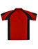 A red polo shirt with black details and a branded logo on the back. Short sleeves and a sporty design.